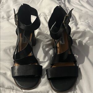Steve Madden Black Block Heel Sandals | Ankle Strap | Chunky Heel